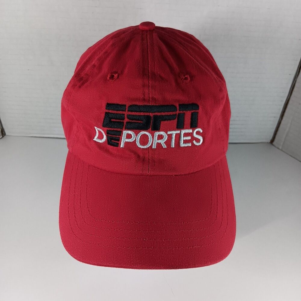 ESPN Deportes Sports Dad Hat Cap Adjustable Red Black White Logo Embroidered